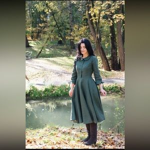 Cotton Candy Wear " Serena" Linen Midi Dress in Color Grass